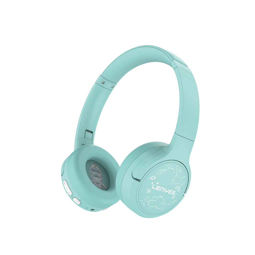 Lenyes LKH31 Ayarlanabilir Çocuklara Özel Kulak Üstü Kablolu ve Bluetooth Kulaklık v5.4 - Yeşil