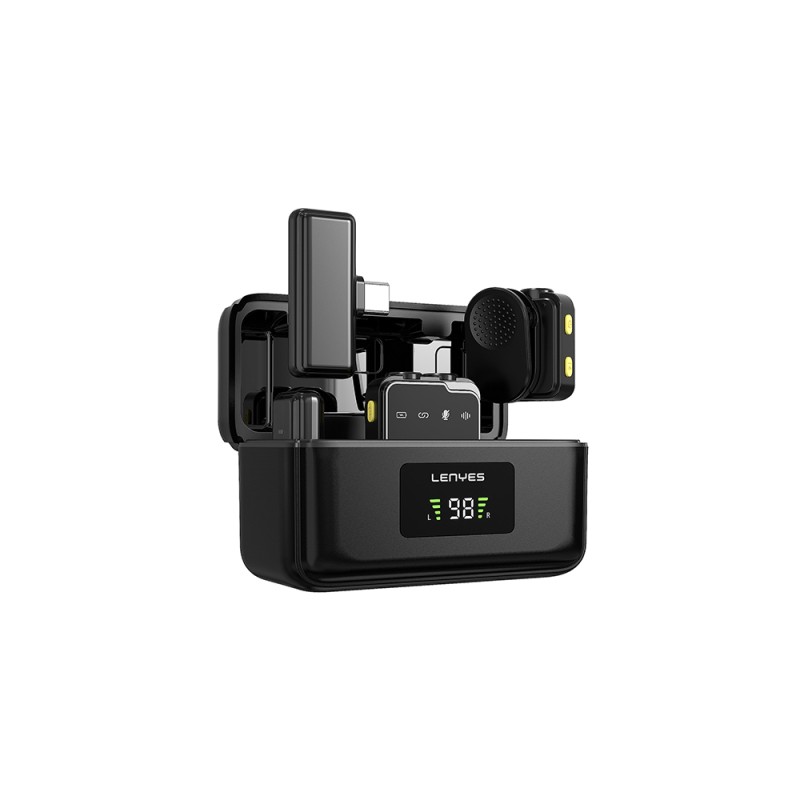Lenyes LM205 2-in-1 Type-C Charging Port Artificial Intelligence Noise Cancellation Type-C and Lightning Connector Wireless Microphone - 1