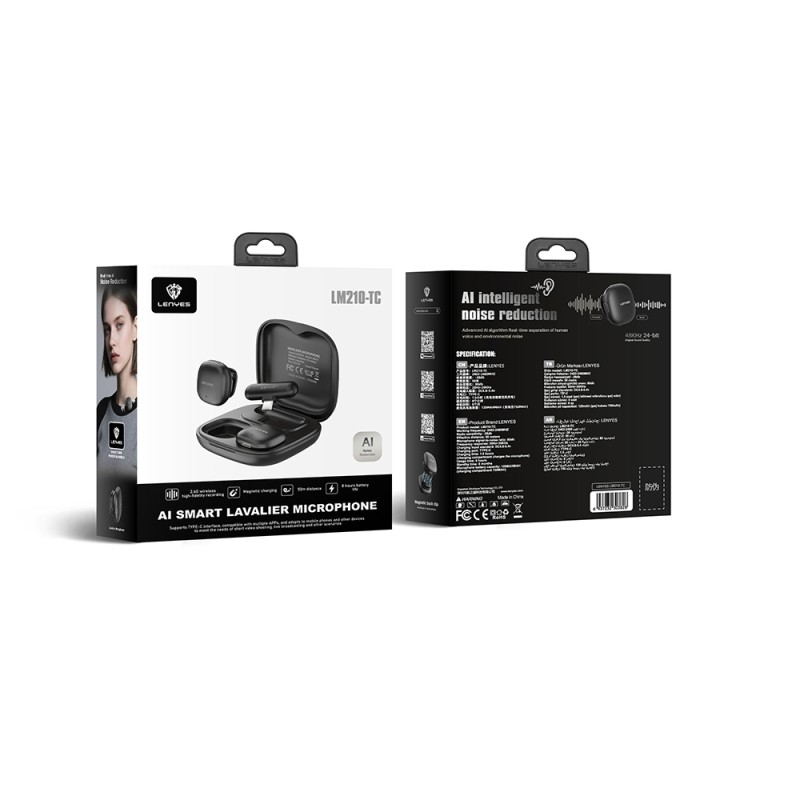 Lenyes LM210 Wireless Lavalier Microphone with Artificial Intelligence Noise Cancellation and Type-C Port - 7