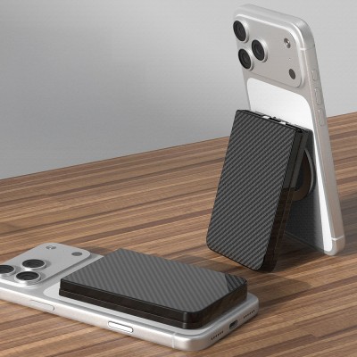Lenyes LMW103 Sliding Design Magnetic Aramid Fiber Metal Stand Card Holder - 2