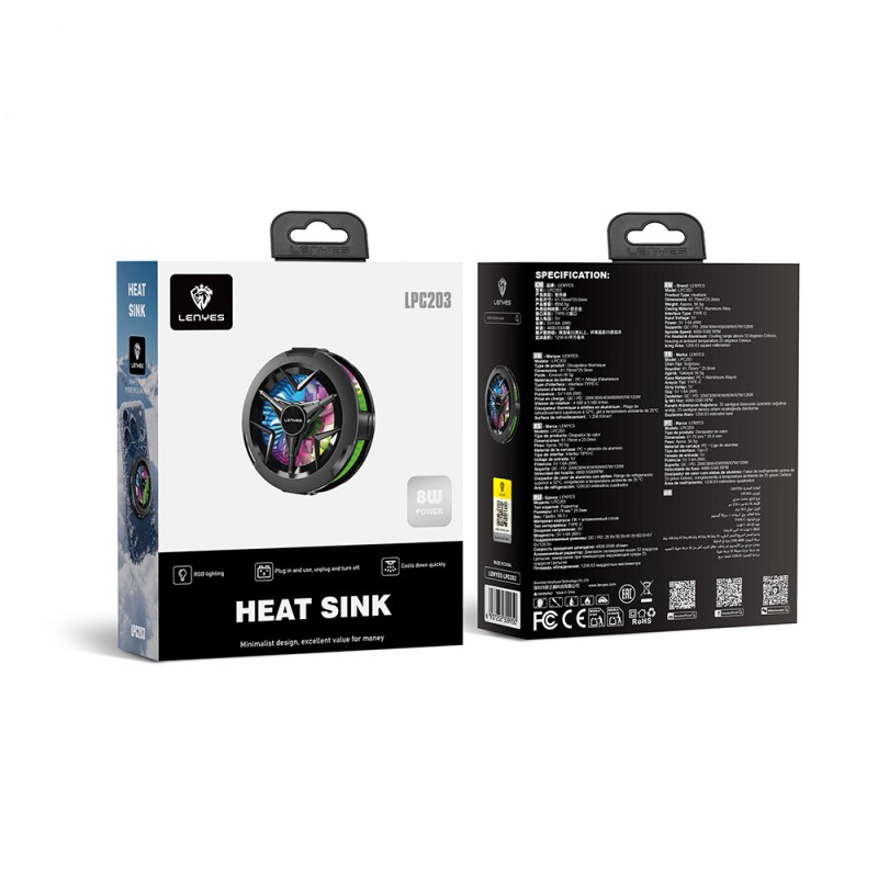 Lenyes LPC203 RGB Işıklı Alüminyum Telefon Soğutucu Fan - 7