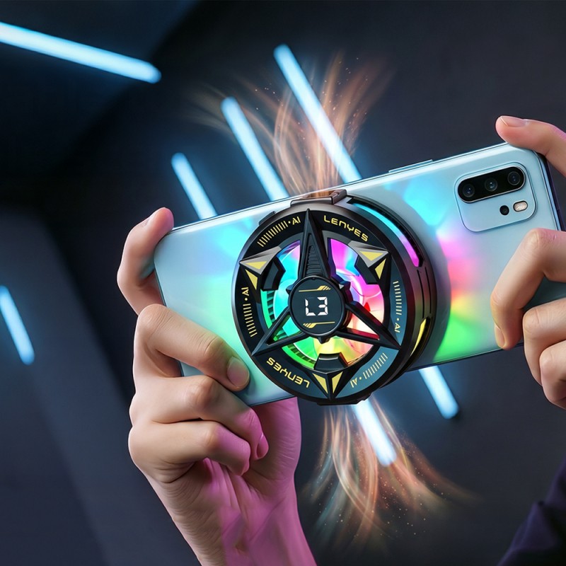 Lenyes LPC204 Yapay Zeka Destekli RGB Işıklı Alüminyum Telefon Soğutucu Fan - 5