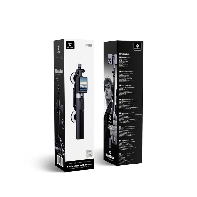 Lenyes LPH120 Uzaktan Kumandalı Çok Fonksiyonlu Sabitleyici Ekranlı Tripod ve Selfie Çubuğu - 8