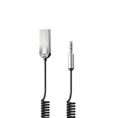 Lenyes LR208 Spiral Kablo Tasarımlı Dahili Mikrofonlu Kablosuz Ses Alıcı AUX Bluetooth v5.3 Adaptör - Lenyes