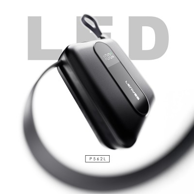 Lenyes P562L Digital LED Display Powerbank with Type-C and Lightning Cables, 22.5W, 10000mAh - 5