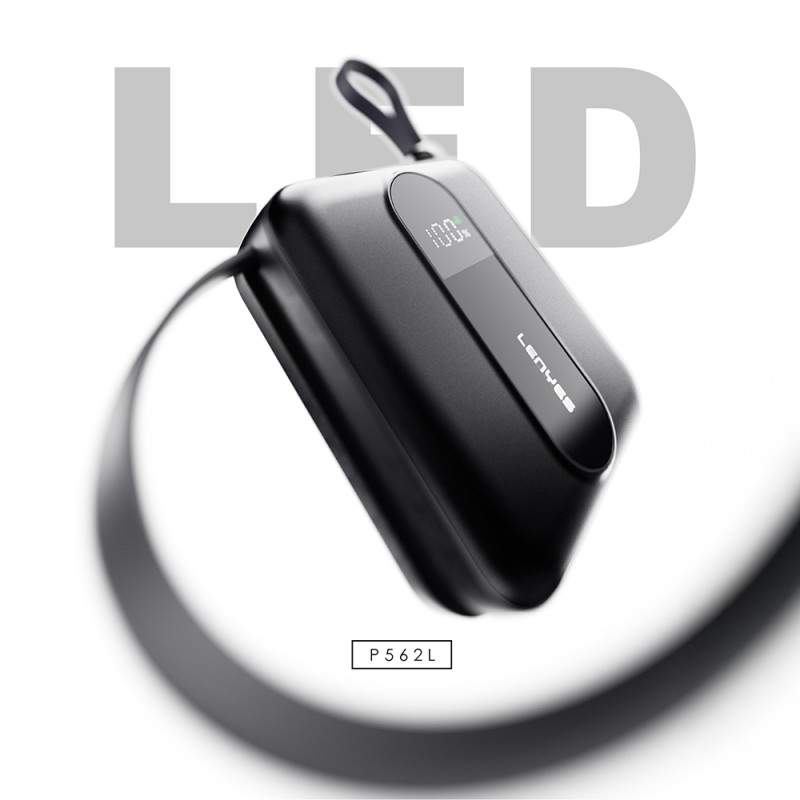 Lenyes P562L Digital LED Display Powerbank with Type-C and Lightning Cables, 22.5W, 10000mAh - 5