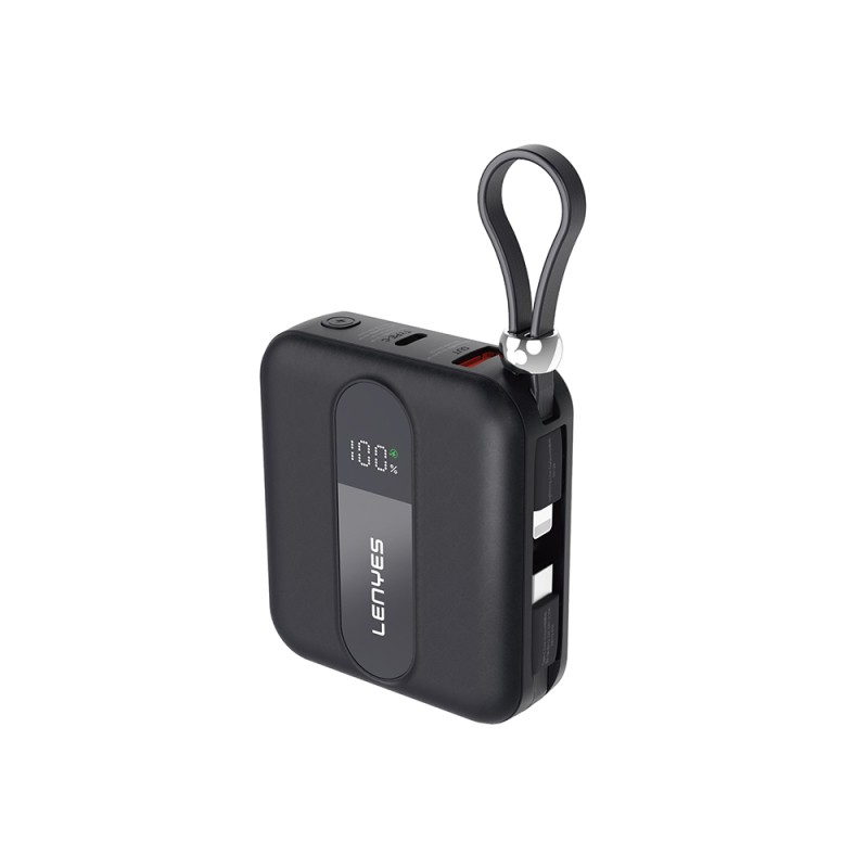 Lenyes P562L Digital LED Display Powerbank with Type-C and Lightning Cables, 22.5W, 10000mAh - 1