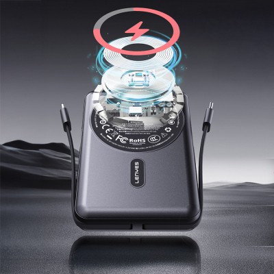 Lenyes P571 PD 22.5W Standlı M-safe Şarj Özellikli Type-C ve Lightning Kablolu Powerbank 15W 10000mAh - 3