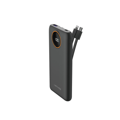 Lenyes P851L 10000mAh 22.5W Power Bank with Digital LED Display and Built-in Type-C & Lightning Cables - Lenyes
