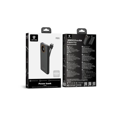 Lenyes P851L 10000mAh 22.5W Power Bank with Digital LED Display and Built-in Type-C & Lightning Cables - 7