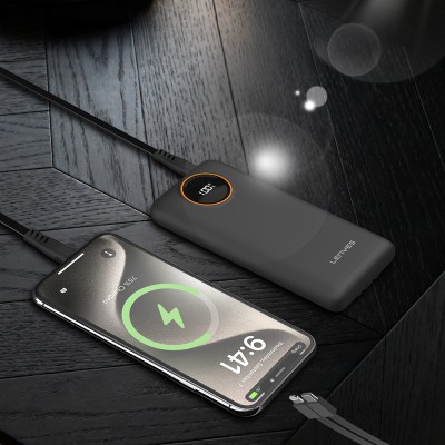Lenyes P851L Dijital LED Göstergeli Type-C ve Lightning Kablolu Powerbank 22.5W 10000mAh - 2