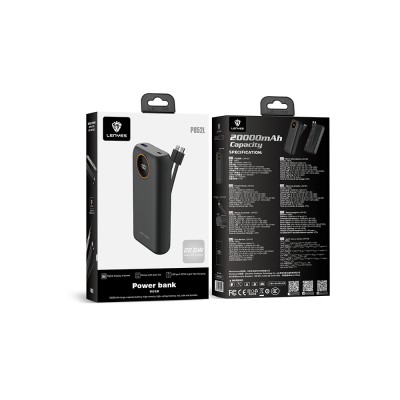 Lenyes P852L Dijital LED Göstergeli Type-C ve Lightning Kablolu Powerbank 22.5W 20000mAh - 7