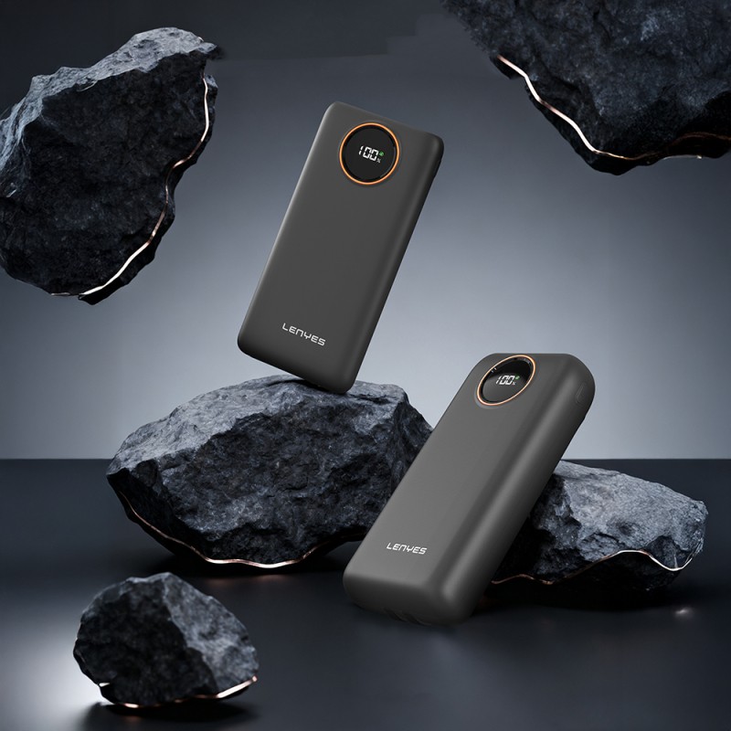 Lenyes P852L Dijital LED Göstergeli Type-C ve Lightning Kablolu Powerbank 22.5W 20000mAh - 4