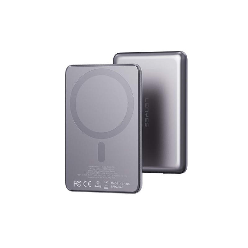 Lenyes PW0015D Ultra Slim LED Display Wireless Powerbank 15W 5000mAh - 1