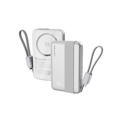 Lenyes PW1019D PD 45W Qi2 Technology Type-C Wired Wireless Powerbank 25W 10000mAh Silver
