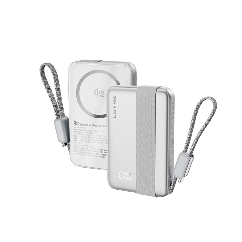 Lenyes PW1019D PD 45W Qi2 Technology Type-C Wired Wireless Powerbank 25W 10000mAh - 1