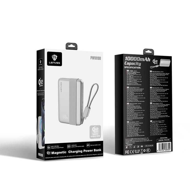 Lenyes PW1019D PD 45W Qi2 Technology Type-C Wired Wireless Powerbank 25W 10000mAh - 2
