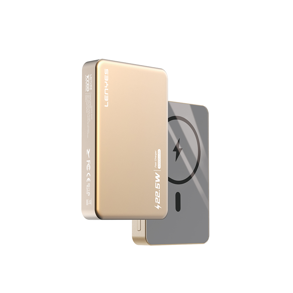 Lenyes PW119D PD 20W Ultra İnce Hızlı Şarj Özellikli Wireless Powerbank 15W 10.000mAh - Gold