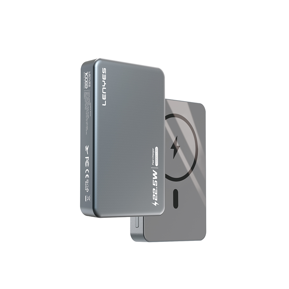 Lenyes PW119D PD 20W Ultra İnce Hızlı Şarj Özellikli Wireless Powerbank 15W 10.000mAh - Füme