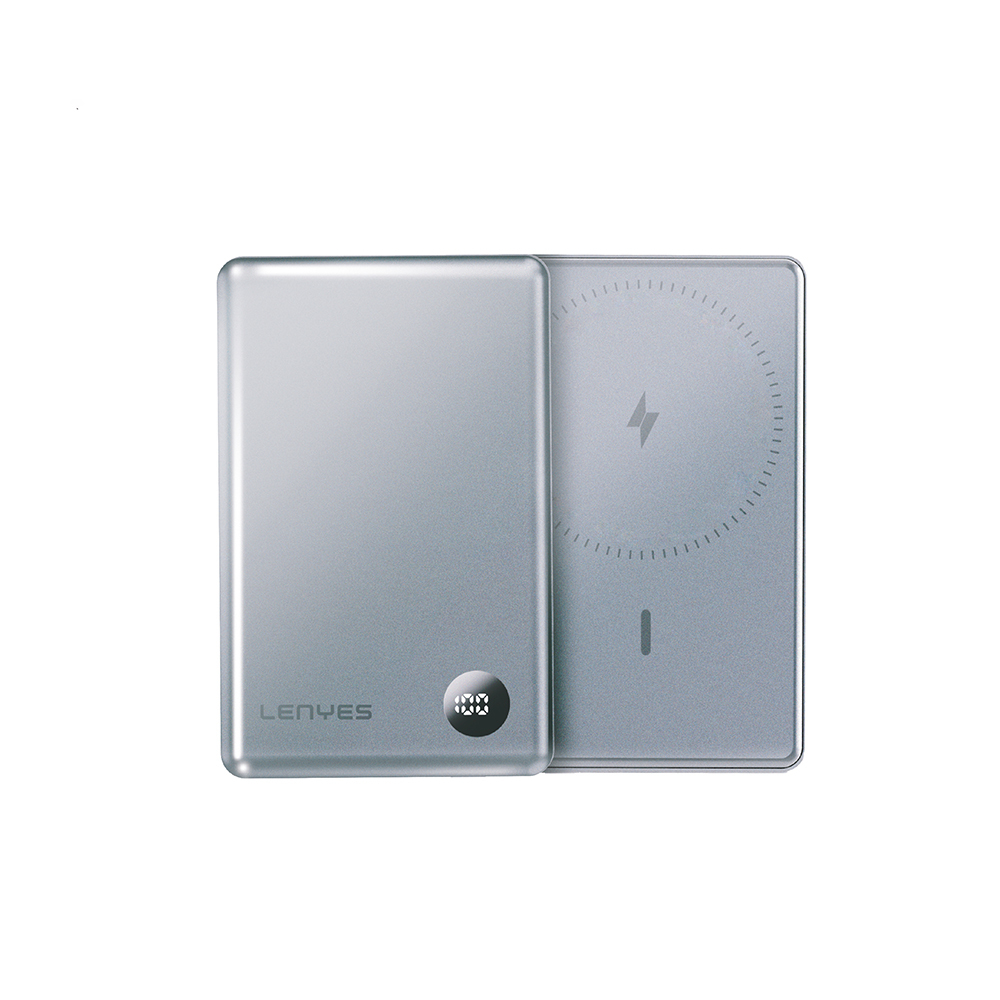 Lenyes PW137D 20W Ultra İnce Dijital LED Ekranlı Wireless Powerbank 15W 10000mAh - Füme