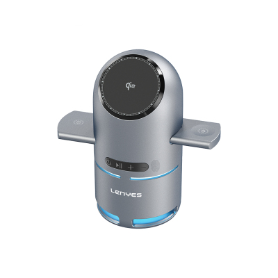 Lenyes PW321 Qi2 Şarj Teknolojili Bluetooth Speaker Hoparlör Özellikli Telefon&Akıllı Saat&Kulaklık 15W 4in1 Kablosuz Şarj Standı - Lenyes