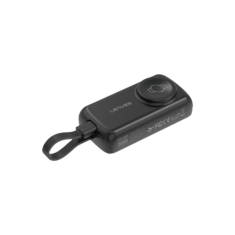 Lenyes PX0001D Akıllı Saat Kablosuz Şarj Özellikli Taşınabilir Type-C Kablolu Powerbank 2000mAh 2W - Siyah