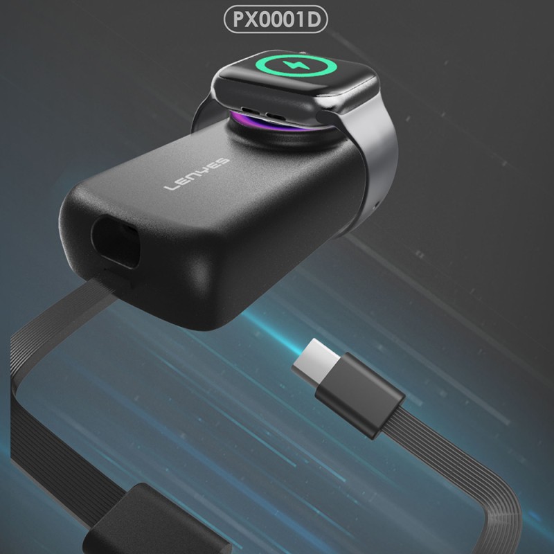 LENYES PX0001D Smart Watch Wireless Charging Portable Type-C Cable Powerbank 2000mah 2W - 5