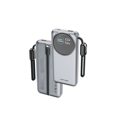 Lenyes PX1004D Dijital LED Ekranlı Lightning Kablolu Powerbank 22.5W 10.000mAh - Lenyes
