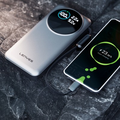 Lenyes PX2004D Digital LED Display Powerbank with Lightning Cable, 22.5W, 20,000mAh - 4
