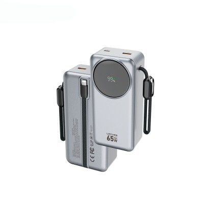 Lenyes PX379D Dijital LED Ekranlı Type-C ve Lightning Kablolu Powerbank 65W 30.000mAh - Lenyes