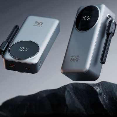 Lenyes PX379D Dijital LED Ekranlı Type-C ve Lightning Kablolu Powerbank 65W 30.000mAh - 3