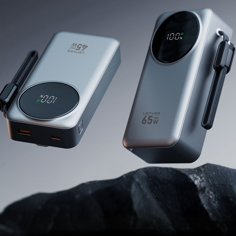 Lenyes PX379D Dijital LED Ekranlı Type-C ve Lightning Kablolu Powerbank 65W 30.000mAh - 3