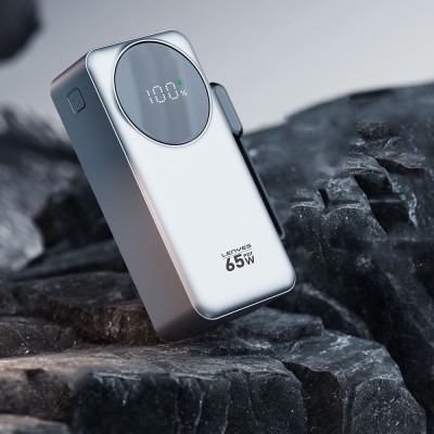 Lenyes PX379D Dijital LED Ekranlı Type-C ve Lightning Kablolu Powerbank 65W 30.000mAh - 2