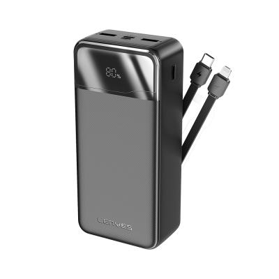 Lenyes PX380D Dijital LED Ekranlı Type-C ve Lightning Kablolu Powerbank 22.5W 30.000mAh - Lenyes