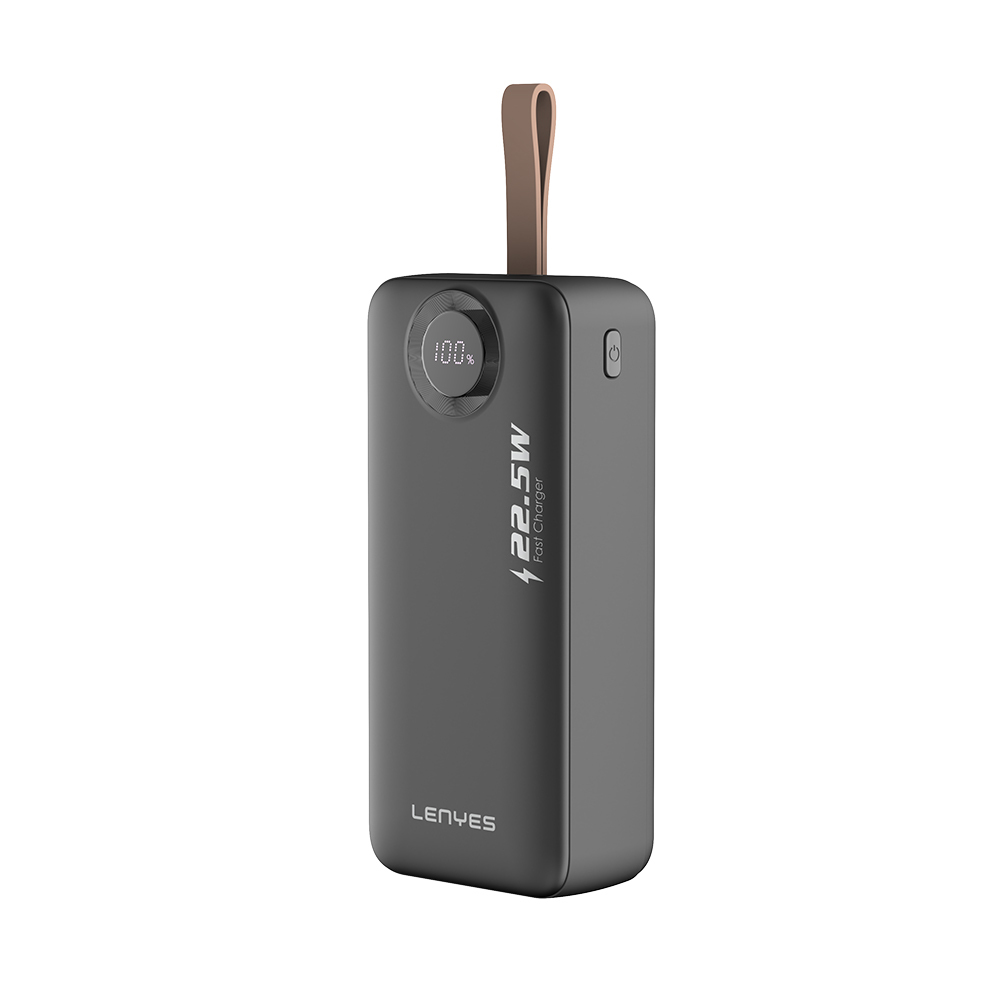 Lenyes PX387D LED Göstergeli Taşınabilir Mini Powerbank 22.5W 30.000mAh - Siyah