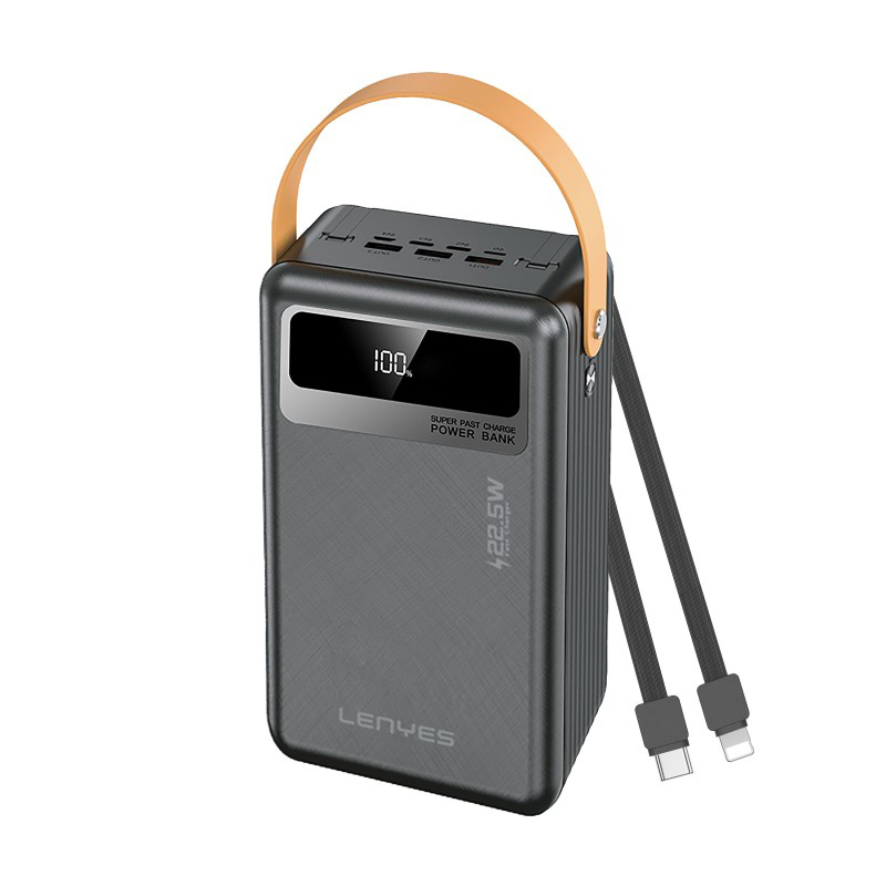 Lenyes PX892D LED Göstergeli Taşınabilir Askılı ve Led Işıklı Powerbank 22.5W 80.000mAh - Siyah