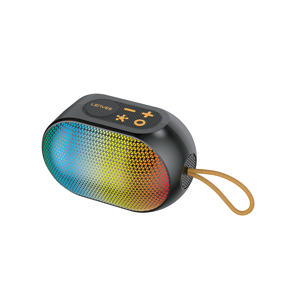 Lenyes S212 Su Geçirmez RGB Işıklı Askılı Taşınabilir Kablosuz Bluetooth Hoparlör v5.3 - Siyah
