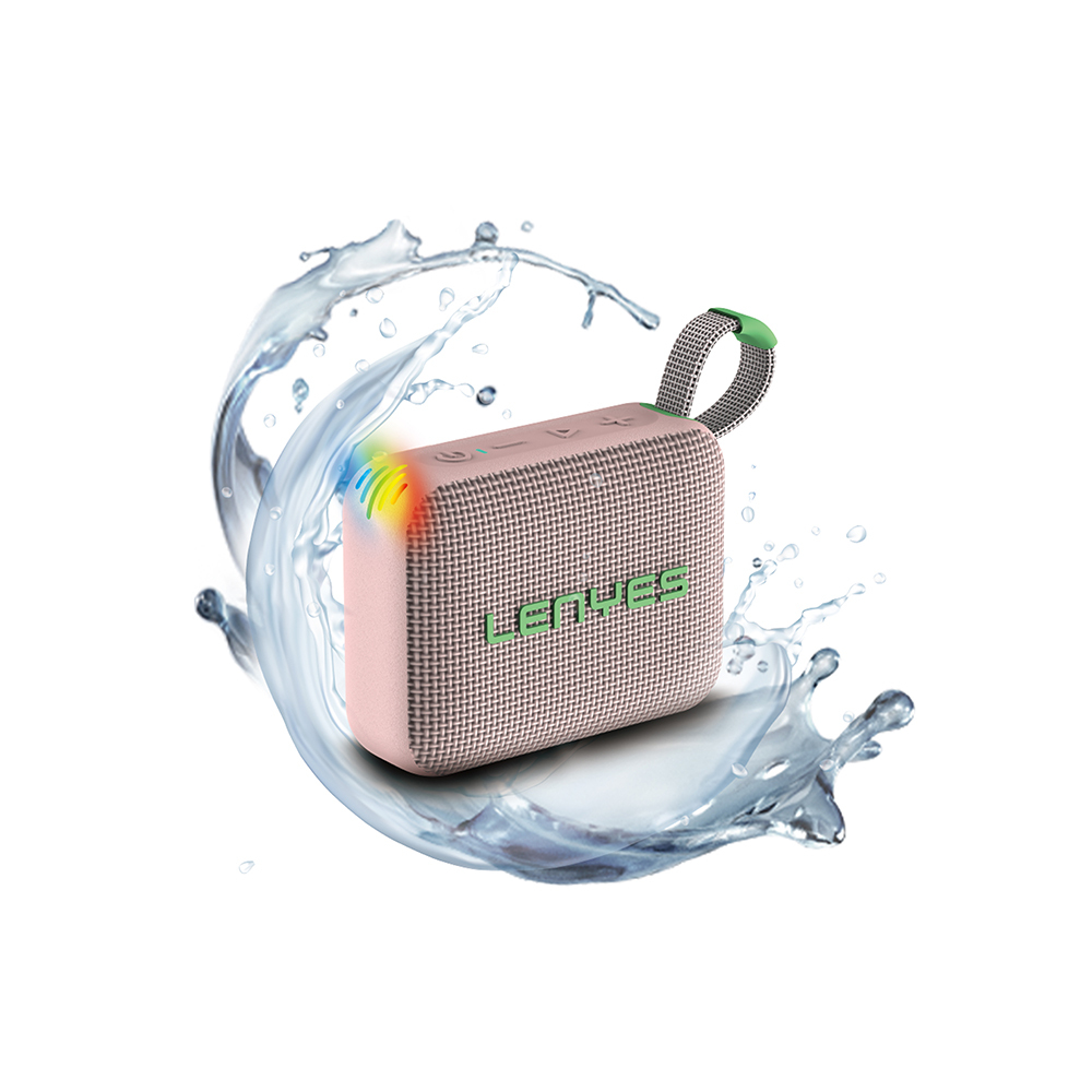 Lenyes S216 Su Geçirmez Özellikli RGB Işıklı Askılı Mini Bluetooth Speaker Hoparlör v5.3 - Pembe