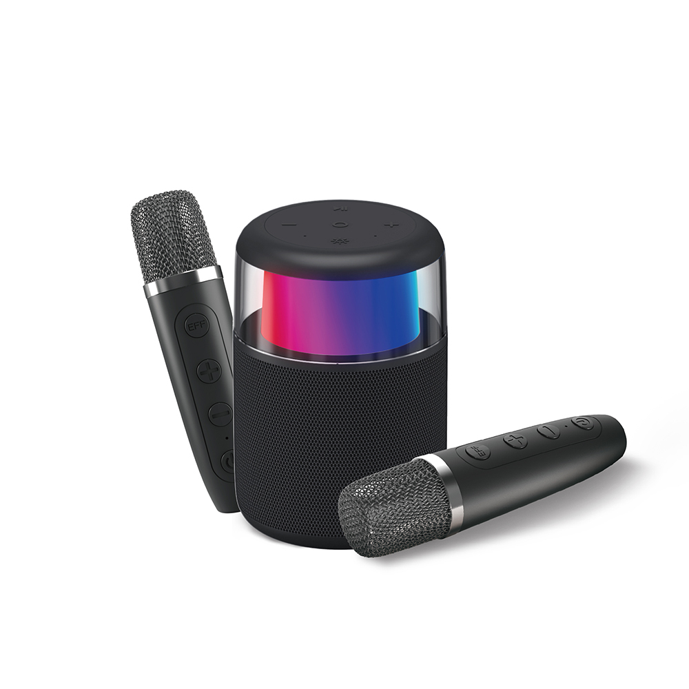 Lenyes S217 RGB Işıklı Karaoke Mikrofonlu Bluetooth Speaker Hoparlör v5.3 - Siyah