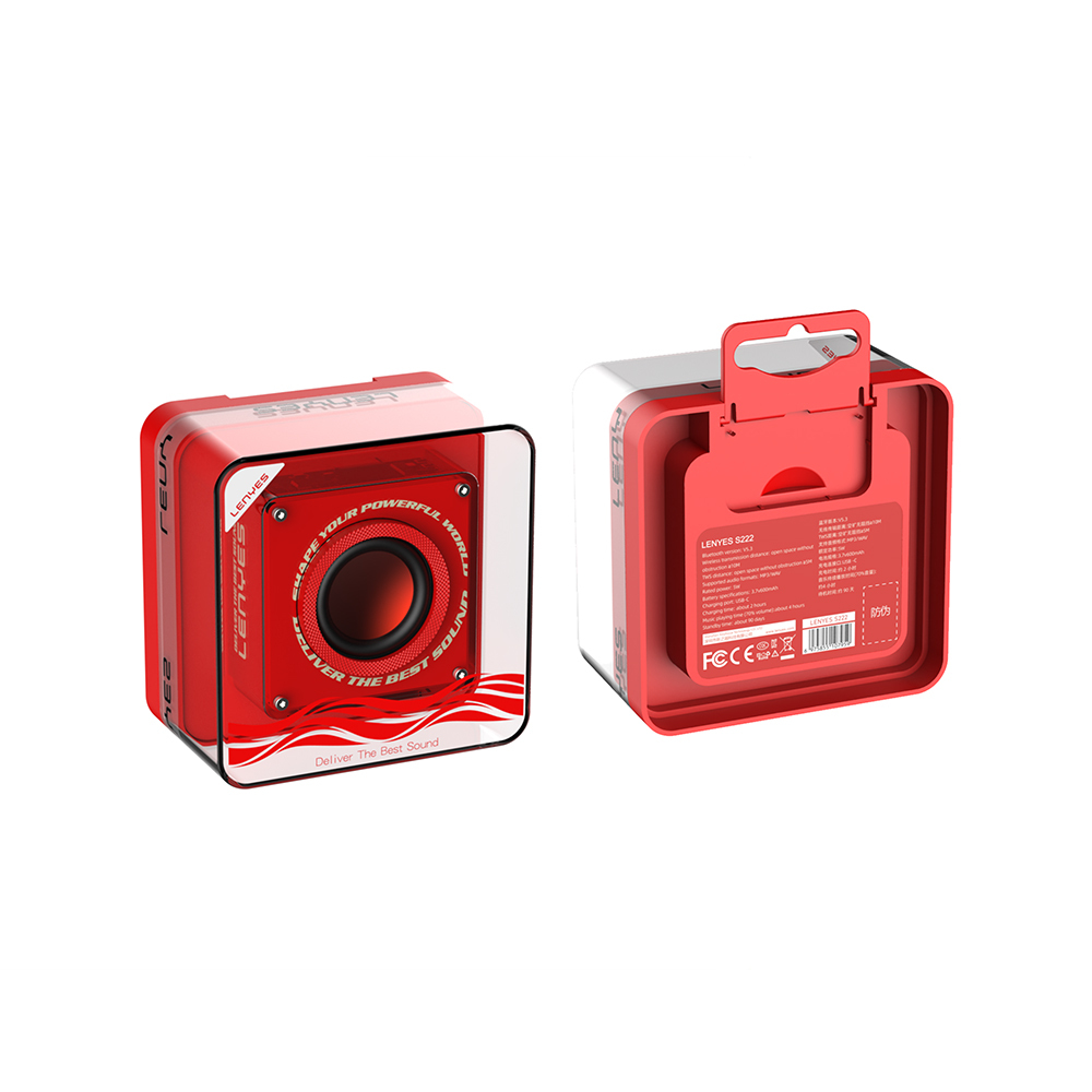 Lenyes S222 Mini TWS Kablosuz Bluetooth Hoparlör v5.3 5W - Kırmızı