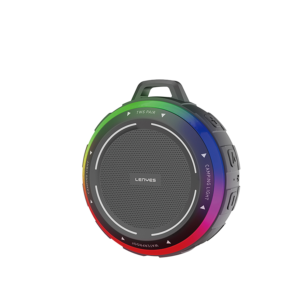 Lenyes S223 RGB Işıklı Askı Aparatlı Mini Bluetooth Speaker Hoparlör v5.3 - Siyah