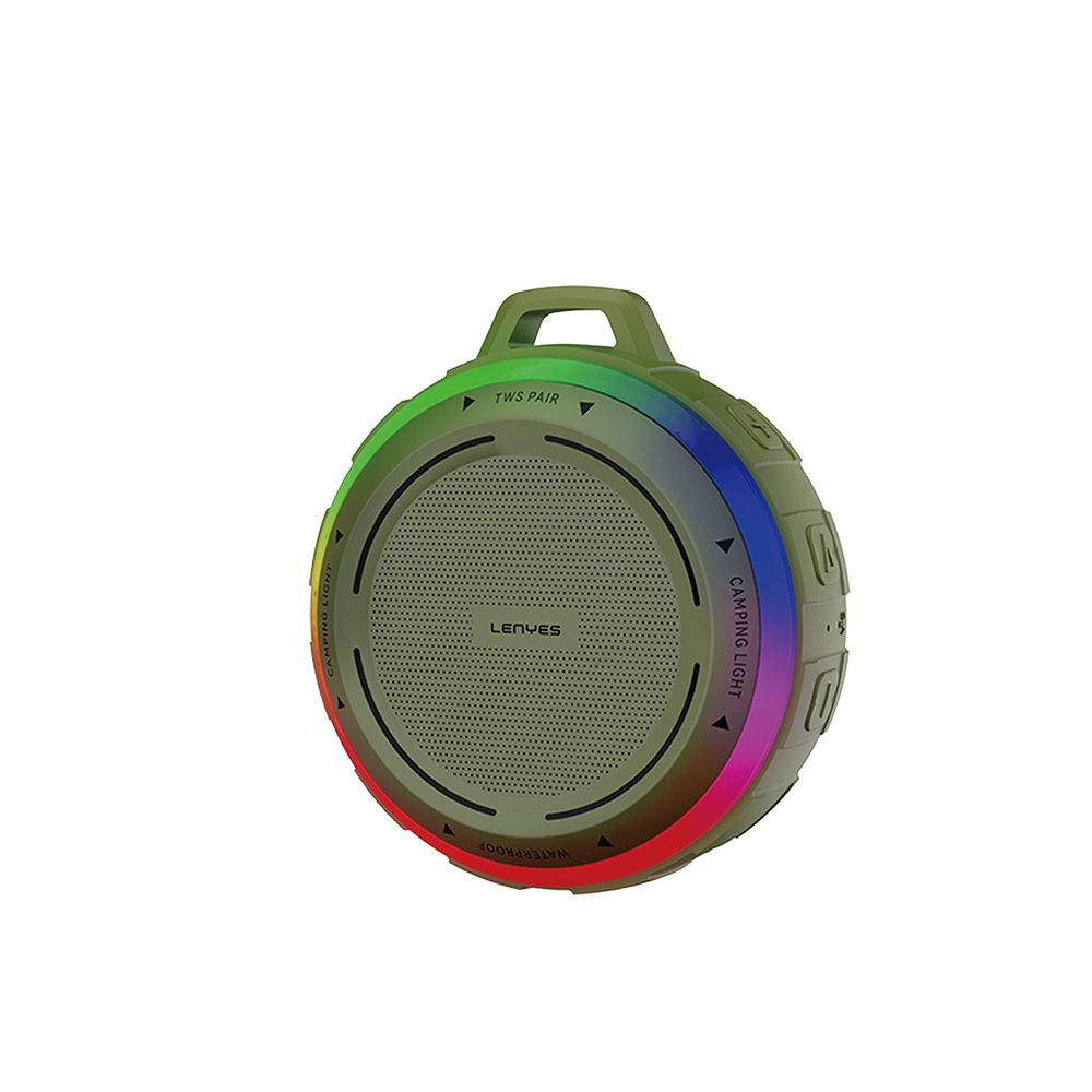 Lenyes S223 RGB Işıklı Askı Aparatlı Mini Bluetooth Speaker Hoparlör v5.3 - Yeşil