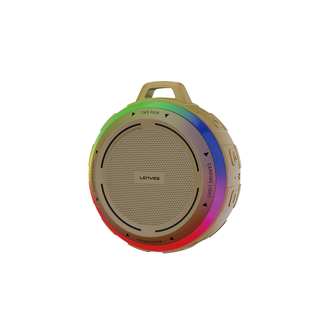 Lenyes S223 RGB Işıklı Askı Aparatlı Mini Bluetooth Speaker Hoparlör v5.3 - Sarı