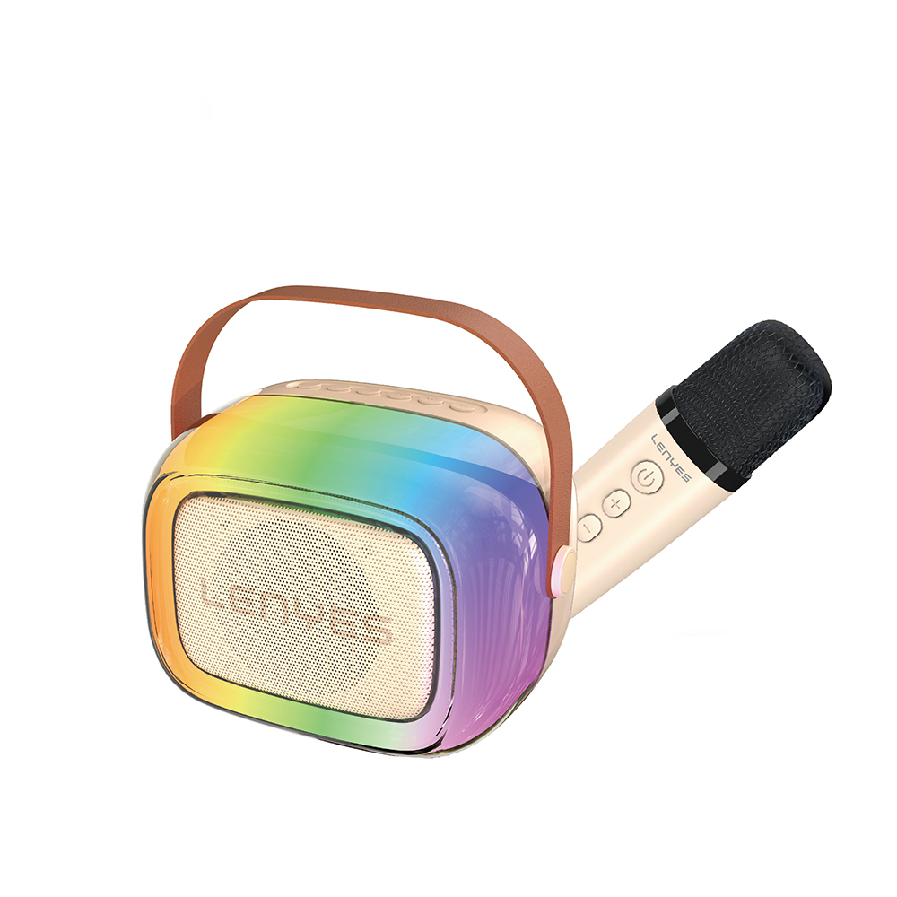 Lenyes S228 RGB Işıklı Askılı Mikrofonlu Bluetooth Speaker Hoparlör v5.3 - Bej