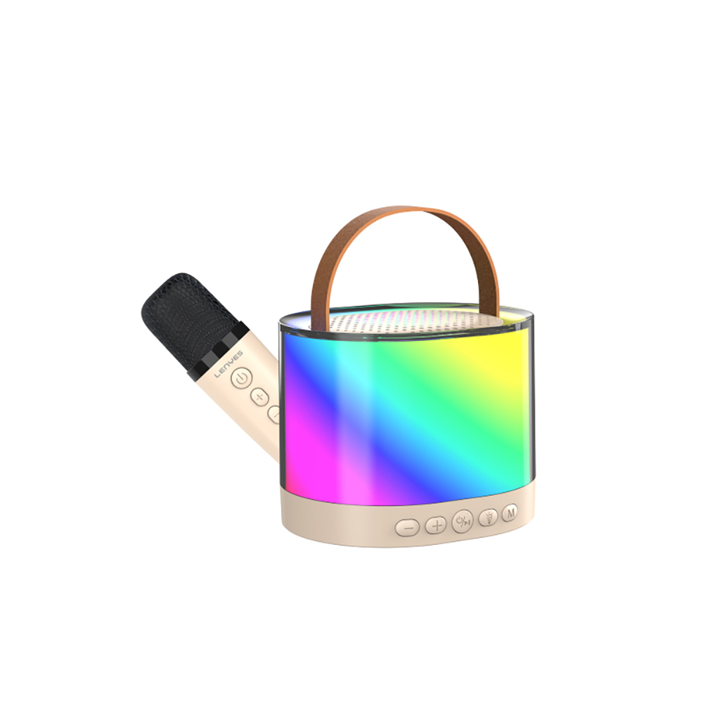 Lenyes S229 RGB Işıklı Askılı Mikrofonlu Bluetooth Speaker Hoparlör v5.3 - Bej