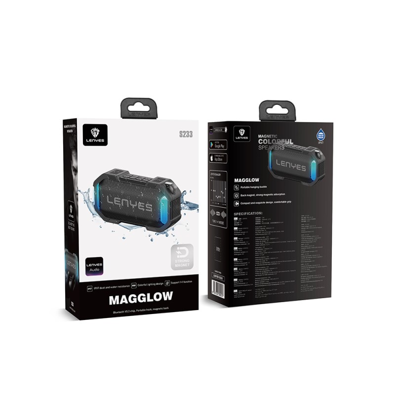Lenyes S233 Ritme Duyarlı RGB Işıklı Taşınabilir Su Geçirmez TWS Bluetooth Hoparlör - 3