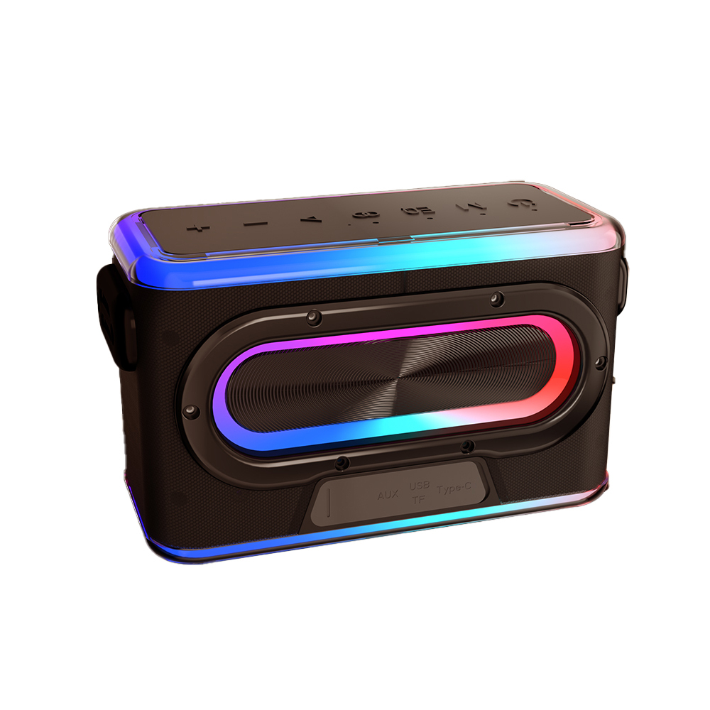 Lenyes S834 RGB Led Işıklı Bluetooth Speaker Hoparlör ve Karaoke Bluetooth Mikrofon - Siyah
