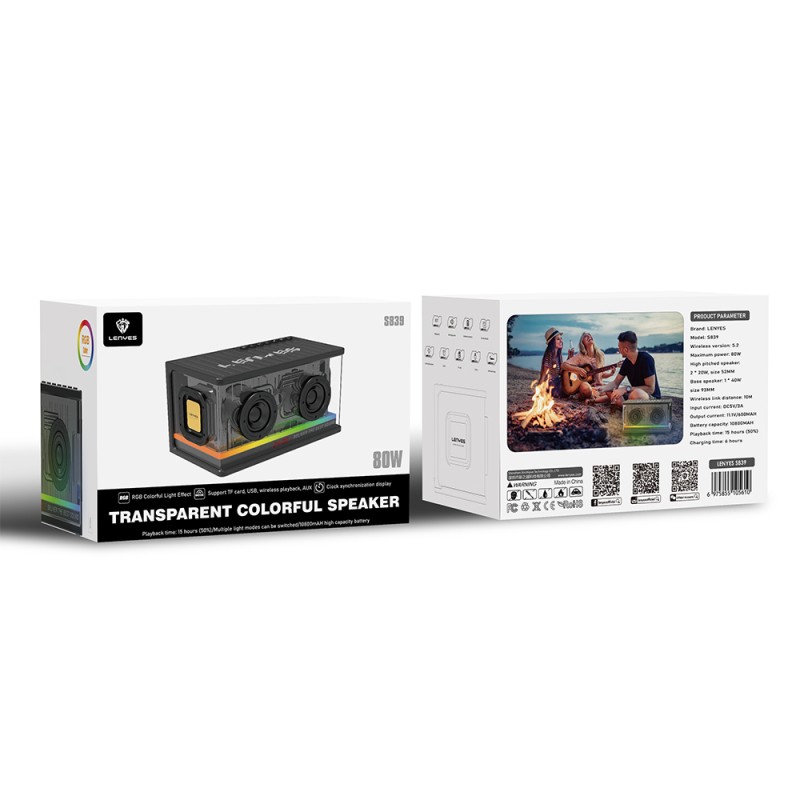 Lenyes S839 Portable TWS Bluetooth Speaker With RGB Light v5.2 - 13