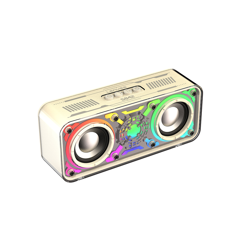 Lenyes S842 RGB Led Işıklı TWS Bluetooth Hoparlör v5.3 18W - Bej