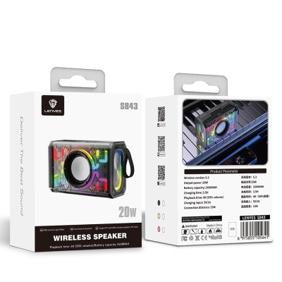 Lenyes S843 RGB Led Işıklı Taşınabilir TWS Bluetooth Hoparlör v5.3 20W - 6